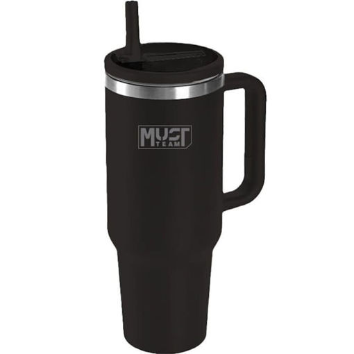 Εικόνα της Ποτήρι ανοξείδωτο Θερμός Must Team με καλαμάκι 1200ml Μαύρο 000587161