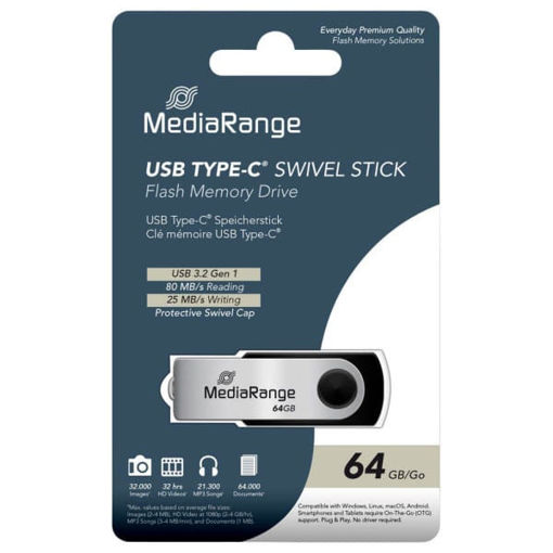 Εικόνα της USB Mediarange 64GB 2.0 Swiver Swing Stick MR1953