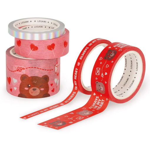 Εικόνα της Set of 5 Legami Decorative Teddy Bear Paper Sticky Tapes - Tape By Tape TAP0011