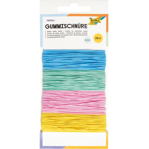Εικόνα της Κορδόνι χειροτεχνίας ελαστικό Folia σετ 4 χρωμάτων 1mm x 5m