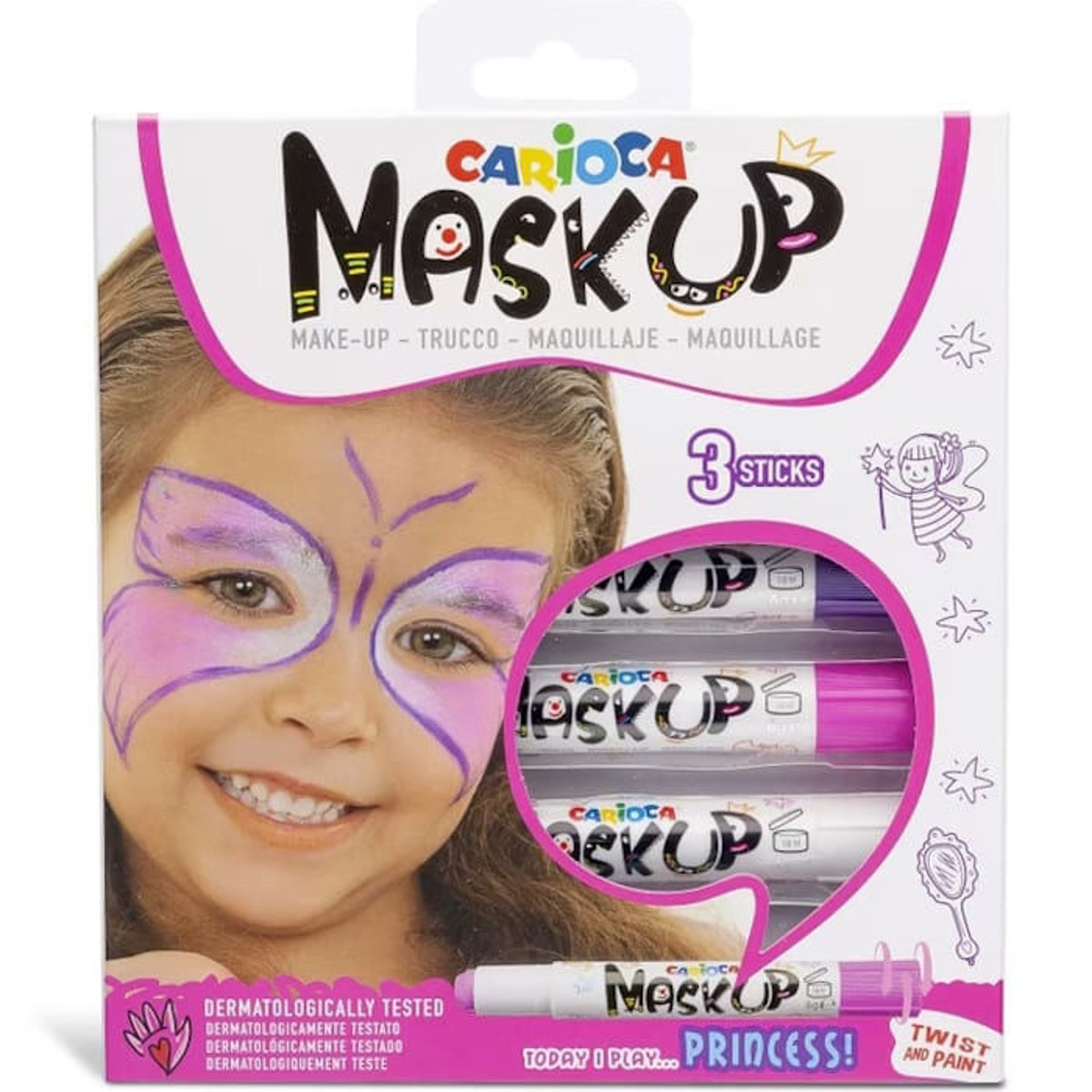 Η συσκευασία του σετ χρωμάτων προσώπου Carioca MaskUp Princess