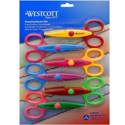 Εικόνα της Ψαλίδια κυματιστά Westcott για craft σε διάφορα σχέδια κοπής 6τεμ. 14cm E-42515