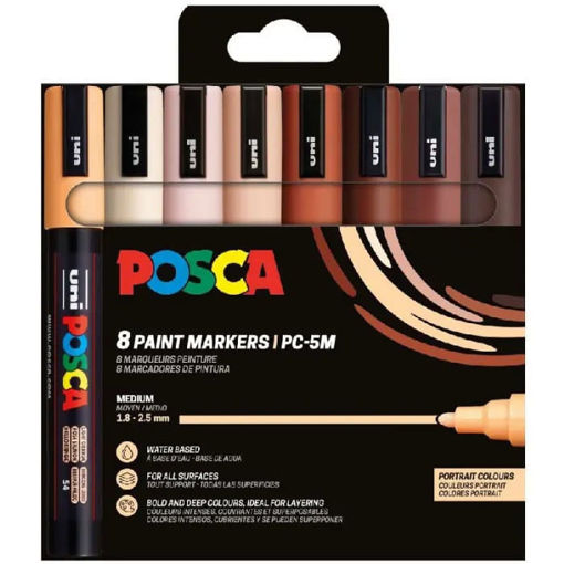 Εικόνα της Μαρκαδόροι Posca PC-5M set 8 τεμαχίων Portrait colors Uni PC-5M 8P