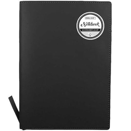 Εικόνα της Σημειωματάριο ριγέ Online Α5 με μαλακό εξώφυλλο μαύρο 80gr. 16000