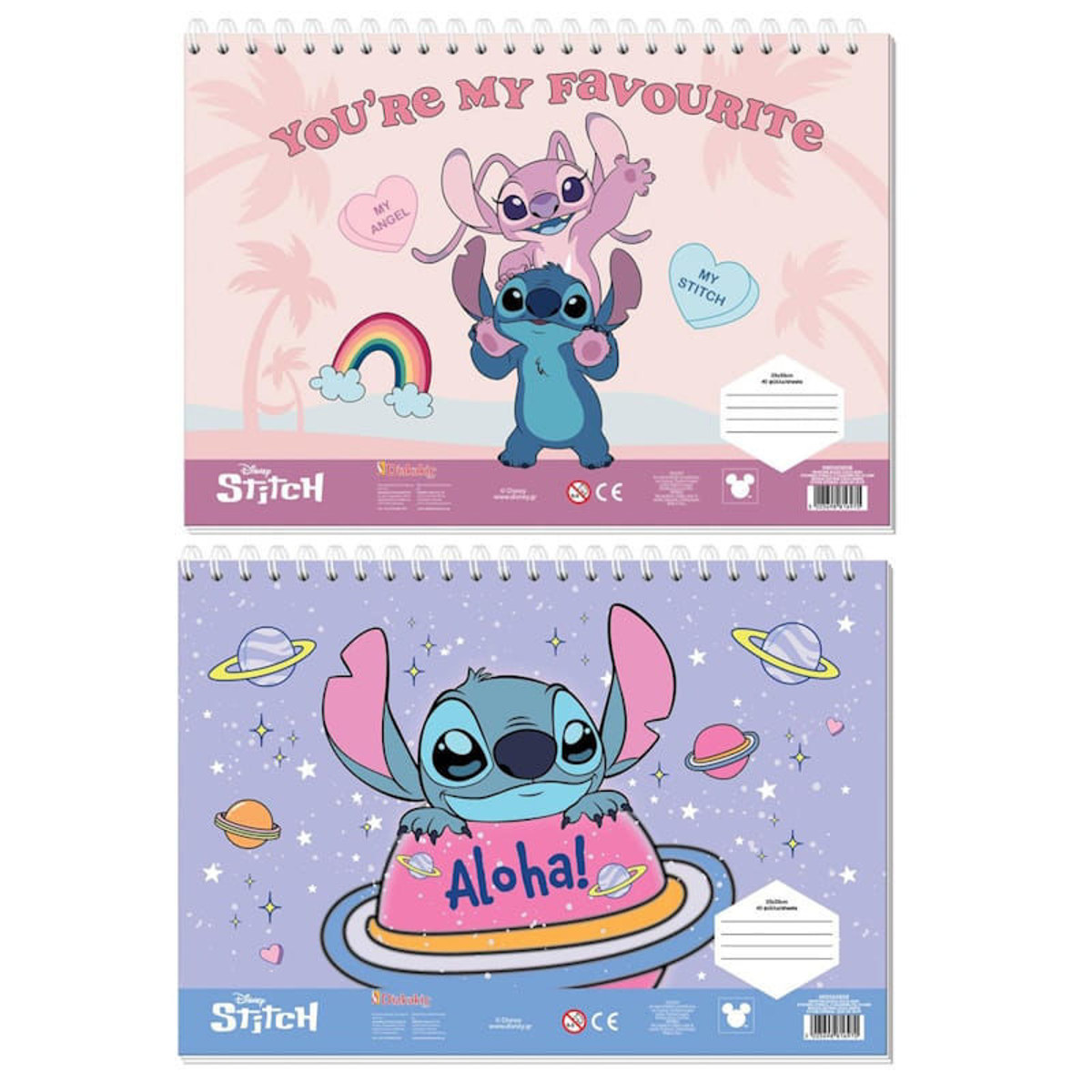 Μπλοκ ζωγραφικής Diakakis Lilo & Stitch 23x33cm με αυτοκόλλητα 5205698816970