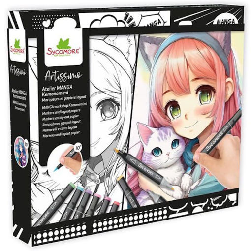 Σετ Ζωγραφικής Sycomore Manga Workshop Kemonomimi για εφήβους με μαρκαδόρους οινοπνεύματος και 3517130013369