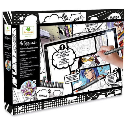 Σετ Ζωγραφικής Sycomore Manga Workshop με Led Light Pad και μαρκαδόρους για εφήβους με 3517130012492