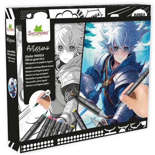 Σετ Ζωγραφικής Sycomore Manga Workshop Warrior Heroes για εφήβους με μαρκαδόρους οινοπνεύματος και 3517130013352