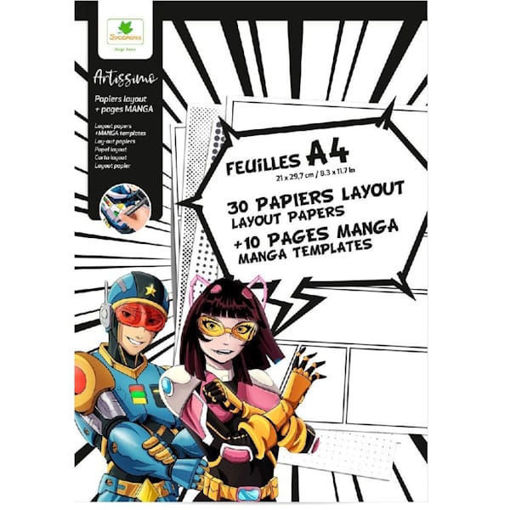 Μπλοκ Ζωγραφικής Sycomore A4 Layout 30 φύλλων με 10 Manga Templates και 3517130013895