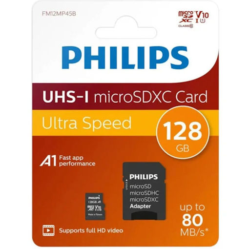 Εικόνα της Philips microSDXC 128GB Class 10 U1 UHS-I με αντάπτορα FM12MP45B/00