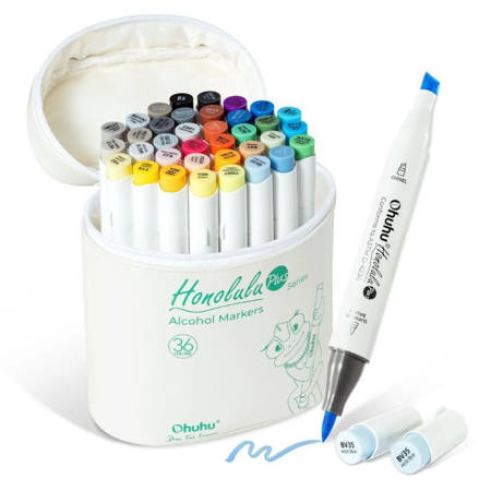 Εικόνα της Μαρκαδόροι Ohuhu Αlcohol Set 36 Supreme Rubber Brush & Chisel  Υ30-80403-45