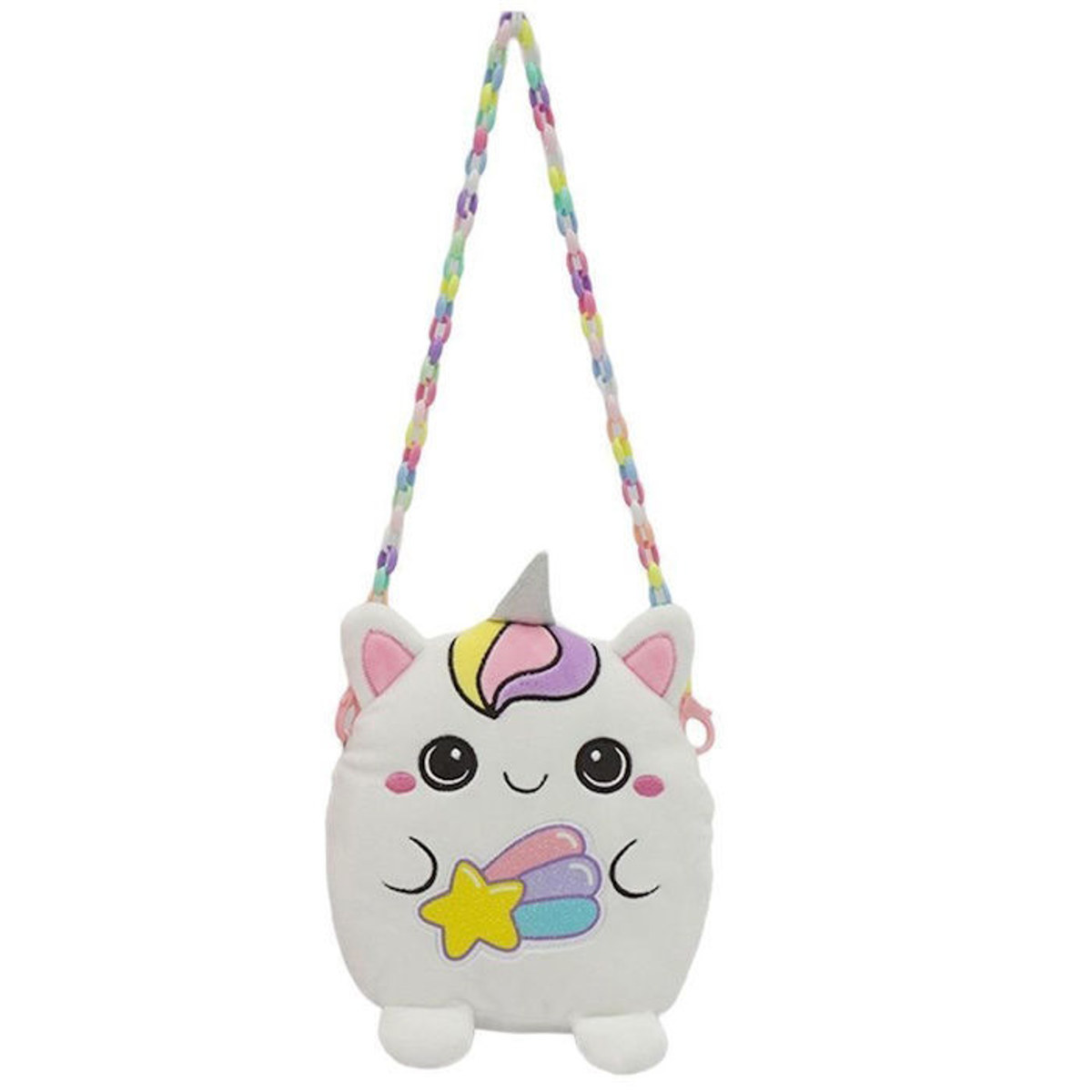 Τσαντάκι λούτρινο γατούλα Luna Squishcuties σε λευκό χρώμα 20 εκατοστών
