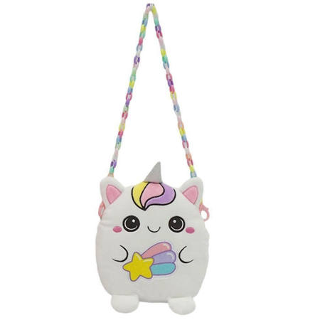 Τσαντάκι λούτρινο γατούλα Luna Squishcuties σε λευκό χρώμα 20 εκατοστών