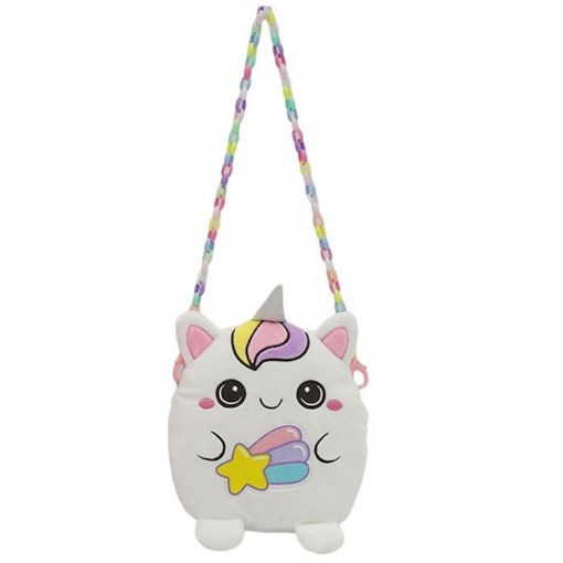 Τσαντάκι λούτρινο γατούλα Luna Squishcuties σε λευκό χρώμα 20 εκατοστών