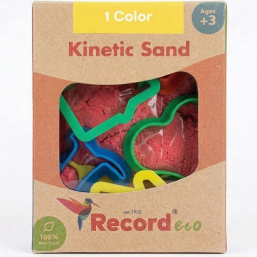 Εικόνα της Κινητική άμμος Record κόκκινο με δώρο 6 καλούπια 500gr. REX-101-01