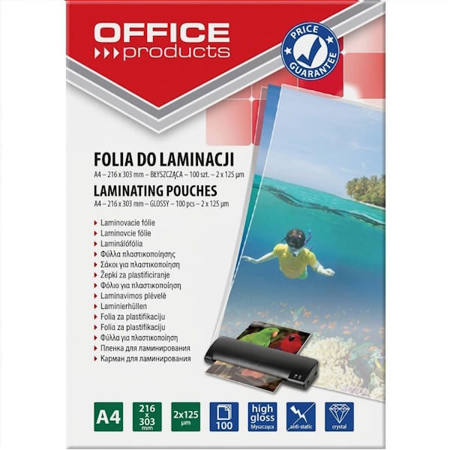 Εικόνα της Δίφυλλα πλαστικοποίησης Α4 125mic. Gloss Office
