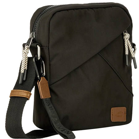 Μαύρη ανδρική τσάντα ώμου Camel Active S-Aurum με ρυθμιζόμενο ιμάντα και μπροστινή θήκη με φερμουάρ