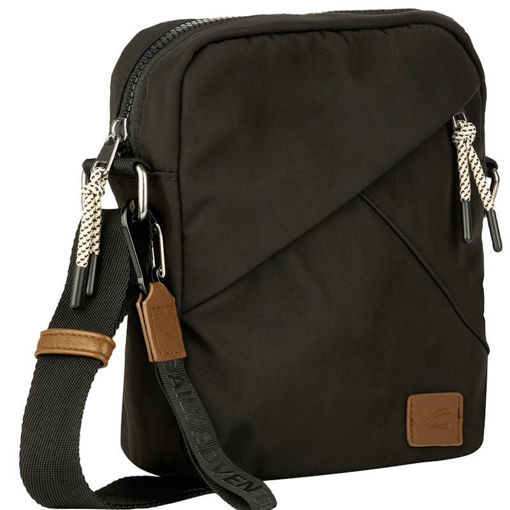 Μαύρη ανδρική τσάντα ώμου Camel Active S-Aurum με ρυθμιζόμενο ιμάντα και μπροστινή θήκη με φερμουάρ