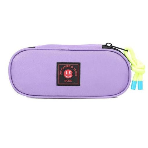 Βιολετί οβάλ κασετίνα Lyc Sac Basic με φερμουάρ για σχολικά είδη.