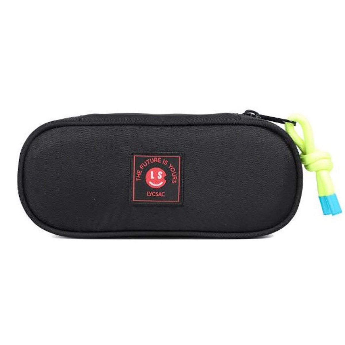 Μαύρη οβάλ κασετίνα Lyc Sac Basic με φερμουάρ για στυλό και μολύβια.