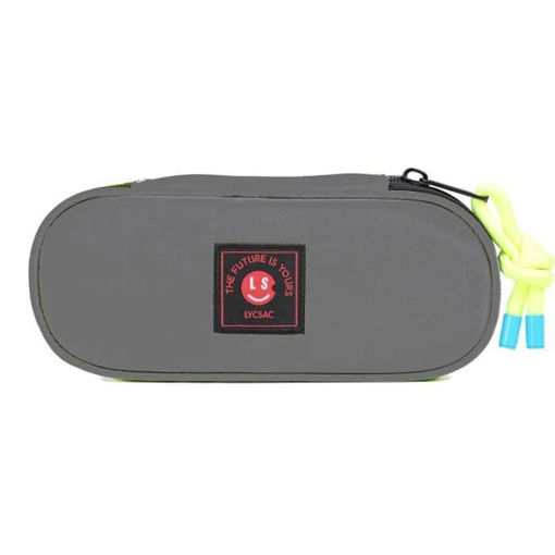 Εικόνα της Κασετίνα οβάλ Lyc Sac με φερμουάρ Basic Olive Grey 84398