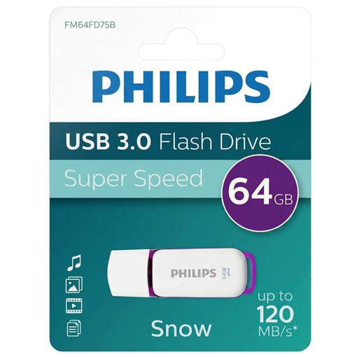 Εικόνα της USB Philips 64GB speed 3.0 snow μωβ FM64FD75B/00