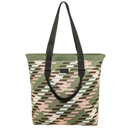 Γυναικεία τσάντα ώμου Polo Seya με πλεκτή ύφανση σε χακί και ροζ χρώμα