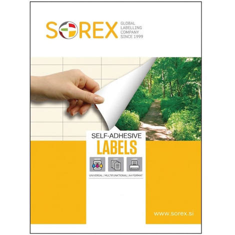 Αυτοκόλλητες λευκές ετικέτες Sorex 105x74mm