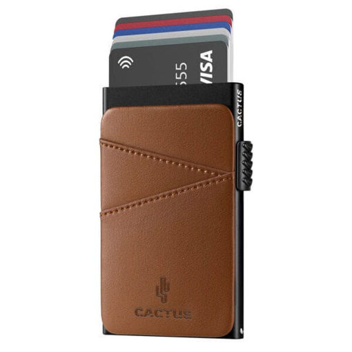 Εικόνα της Πορτοφόλι Cactus Rfid μονό με επένδυση καφέ CT304-07