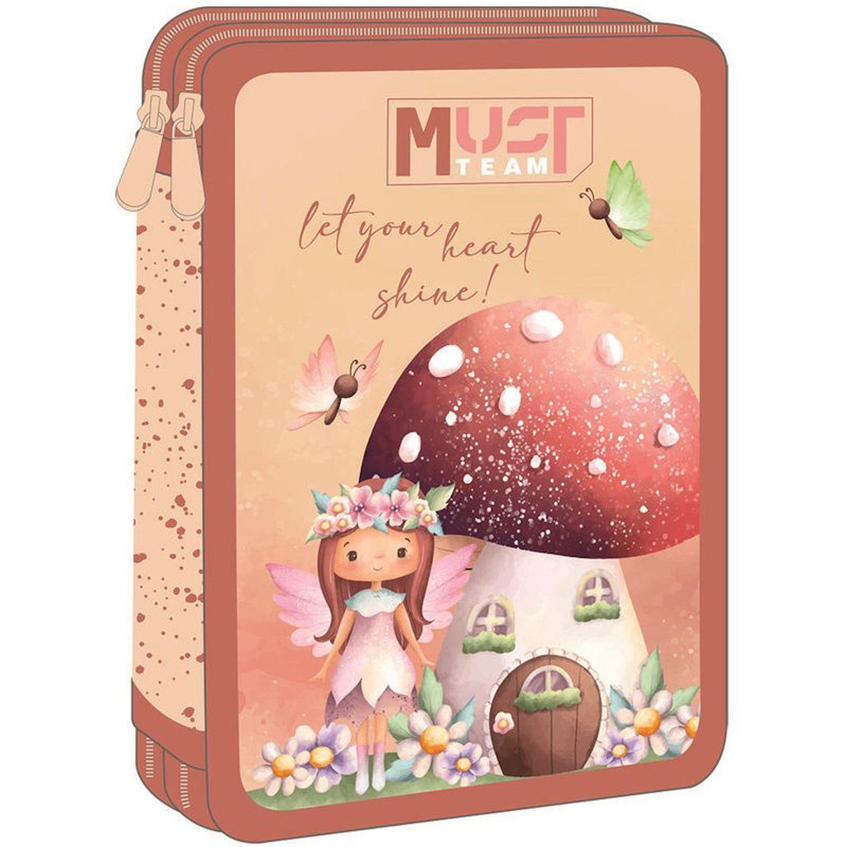 Κασετίνα Must Team διπλή γεμάτη με σχέδιο Romantic Fairy σε ροζ και γαλάζιες αποχρώσεις