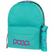 Σακίδιο πλάτης Polo Original Double Scarf Cyan-Dark Fuchia, μπροστινή όψη με 2 κεντρικές θήκε