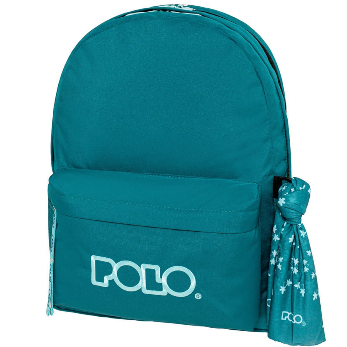 Σακίδιο πλάτης Polo Original Double Scarf Petrol-Air Blue, μπροστινή όψη με 2 κεντρικές θήκες