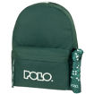 Σακίδιο πλάτης Polo Original Double Scarf Dark Green-Light Cyan, μπροστινή όψη με 2 κεντρικές θήκε