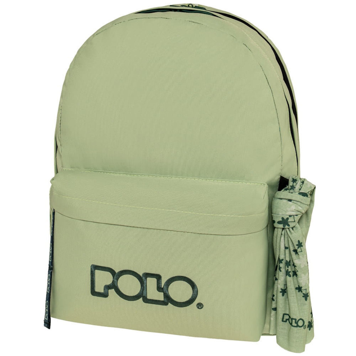 Σακίδιο πλάτης Polo Original Double Scarf Pistachio-Dark Green, μπροστινή όψη με 2 κεντρικές θήκες