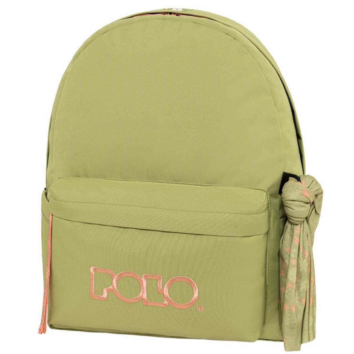 Σακίδιο πλάτης Polo Original Scarf Light Green/Pink 20lt, μπροστινή όψη με ανατομική τριγωνική πλάτη