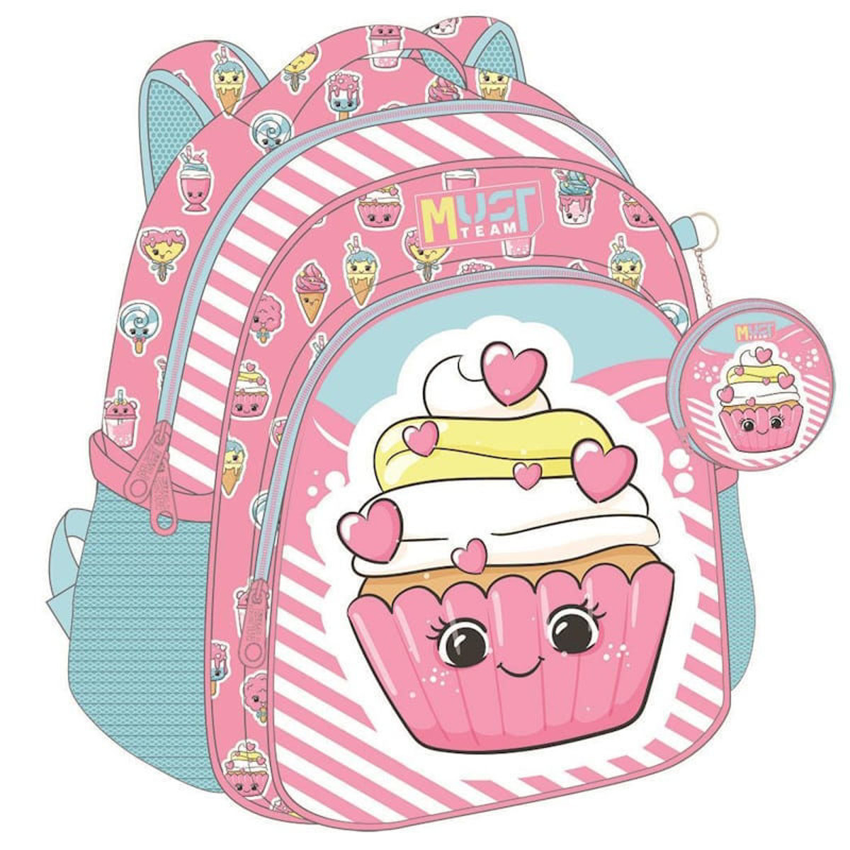 Σχολική τσάντα νηπίου Must με σχέδιο Pink Cupcake και δύο θήκες