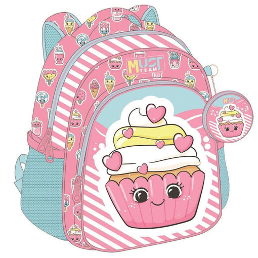 Σχολική τσάντα νηπίου Must με σχέδιο Pink Cupcake και δύο θήκες