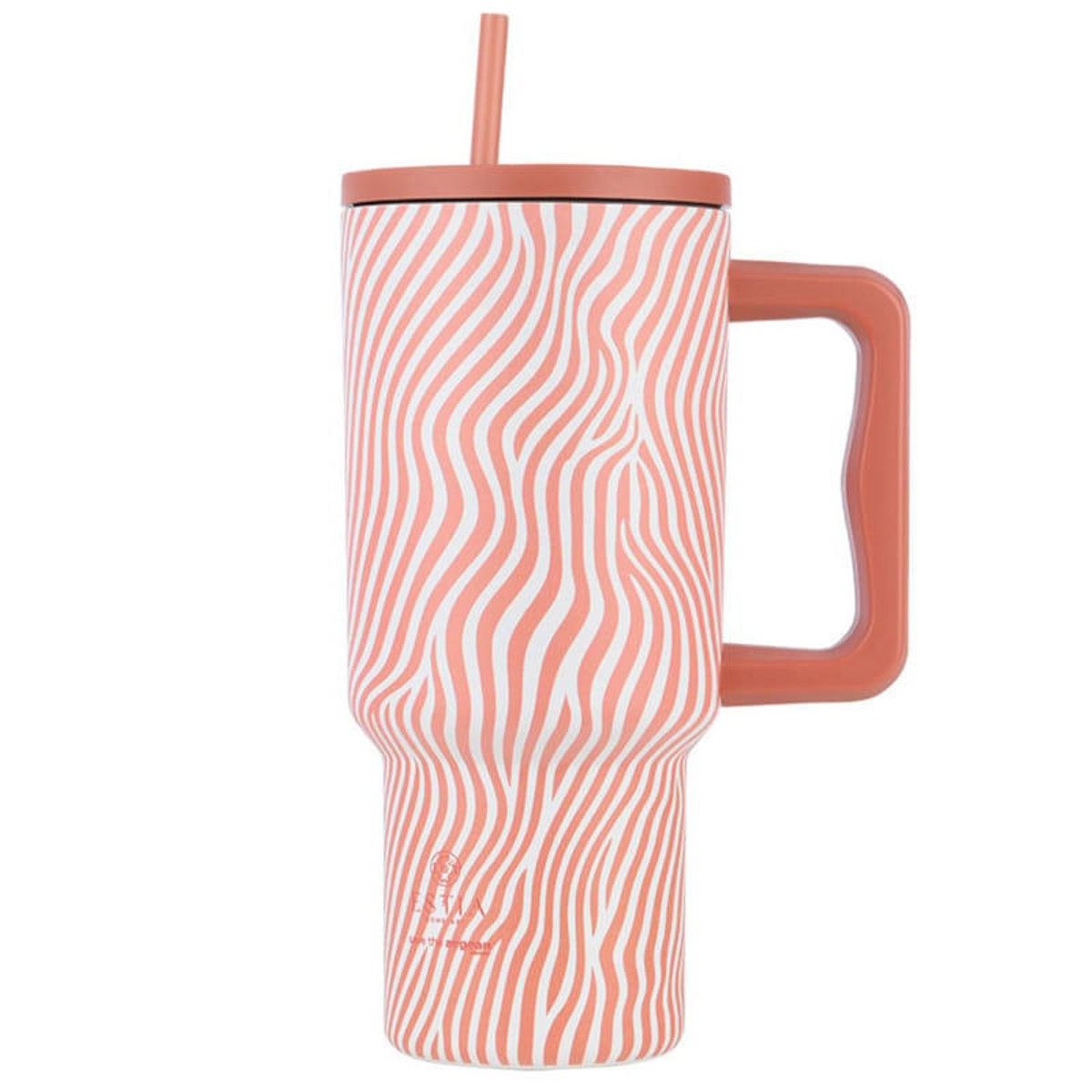 Πλήρης μετωπική απεικόνιση του θερμού Estia Tumbler XL 900ml σε όρθια στάση, όπου φαίνεται η ομοιόμορφη επένδυση Soft Ripple, η ενσωματωμένη λαβή και το καλαμάκι στην κορυφή.