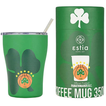 Η επίσημη συσκευασία του θερμού Estia Panathinaikos BC Edition με τα διακριτικά της ομάδας.
