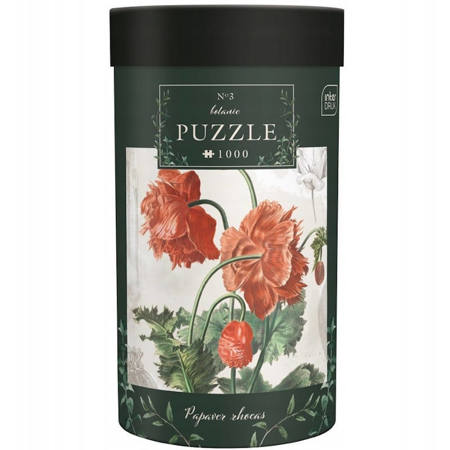 Παζλ Inter Druk Botanic Poppy με χίλια κομμάτια, μπροστινή όψη του κουτιού με το floral σχέδιο από παπαρούνες