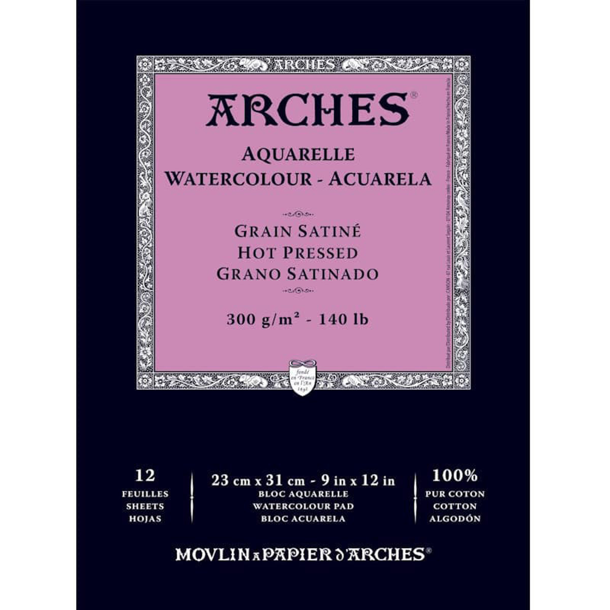 Εικόνα της Arches Aquarelle Pad Hot Pressed 23x31cm 300gr/m2 140lb 100% Cotton 12φύλλα A1795097