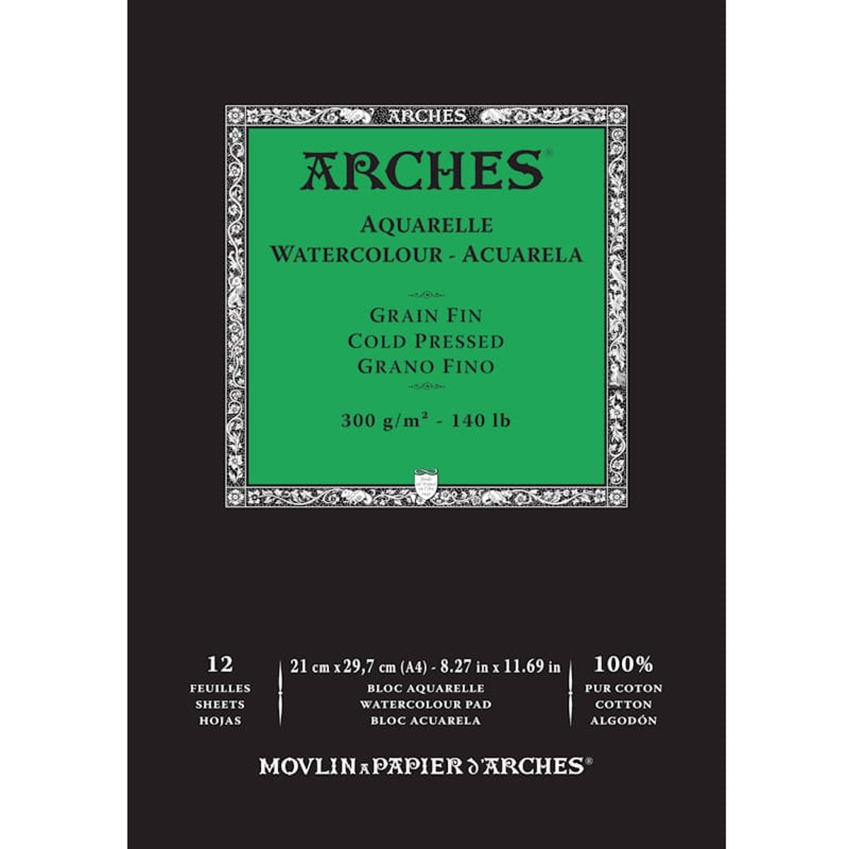 Εικόνα της Arches Aquarelle Cold Pressed 21x29.7cm 300gr/m2 140lb 100% Cotton 12φύλλα A1795091