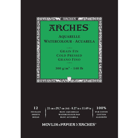 Εικόνα της Arches Aquarelle Cold Pressed 21x29.7cm 300gr/m2 140lb 100% Cotton 12φύλλα A1795091