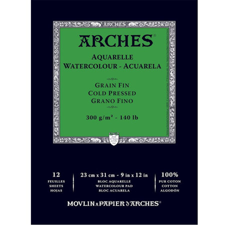 Εικόνα της Arches Aquarelle Cold Pressed 23x31cm 300gr/m2 140lb 100% Cotton 12φύλλα A1795092