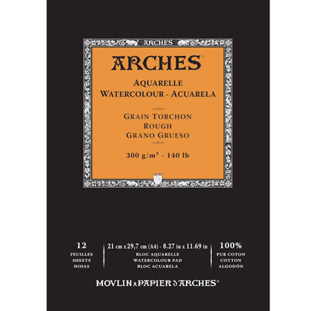 Εικόνα της Arches Aquarelle Rough Grain 21x29.7cm 300gr/m2 140lb 100% Cotton 12φύλλα A1795101