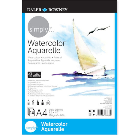 Μπλοκ ακουαρέλας Daler Rowney Simply A4 190g με 14 φύλλα