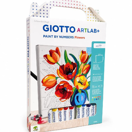 Σετ Giotto ArtLab+ Paint by Numbers Flowers με αριθμημένο καμβά και τέμπερες