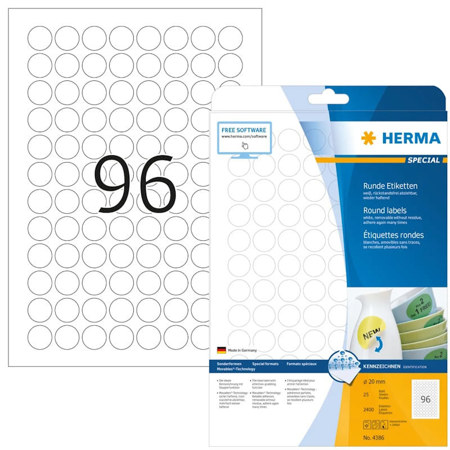 Εικόνα της Ετικέτες λευκές Φ20mm 4386 Herma