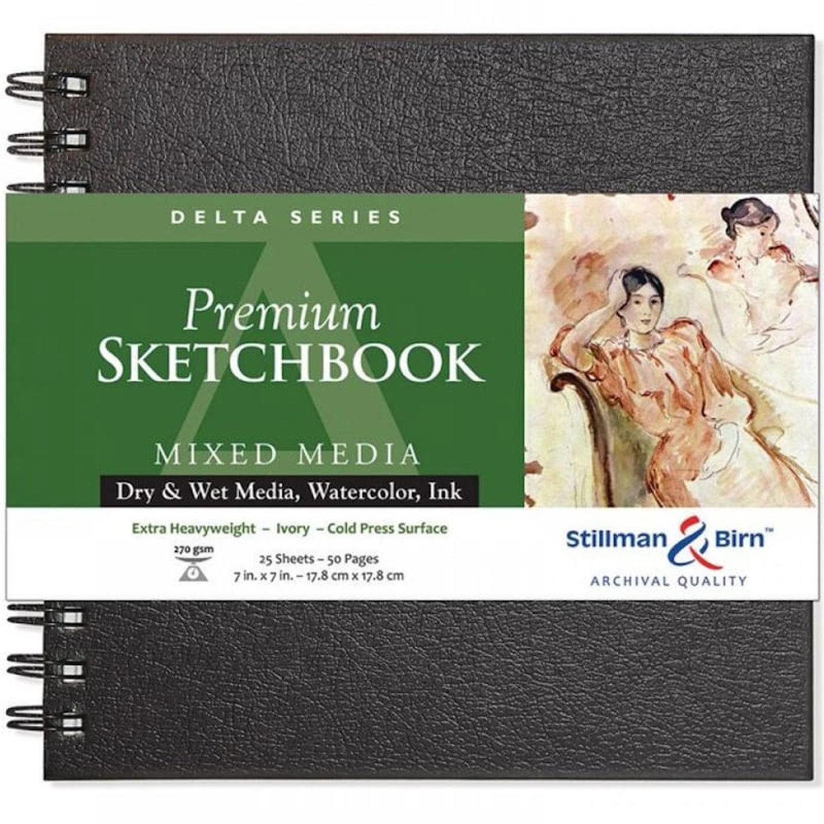 Εικόνα της Σπιράλ Μπλοκ Stillman & Birn Mixed Media Delta 25 Ιβουάρ Φύλλα Cold Pressed 17,8x17,8cm 270gr