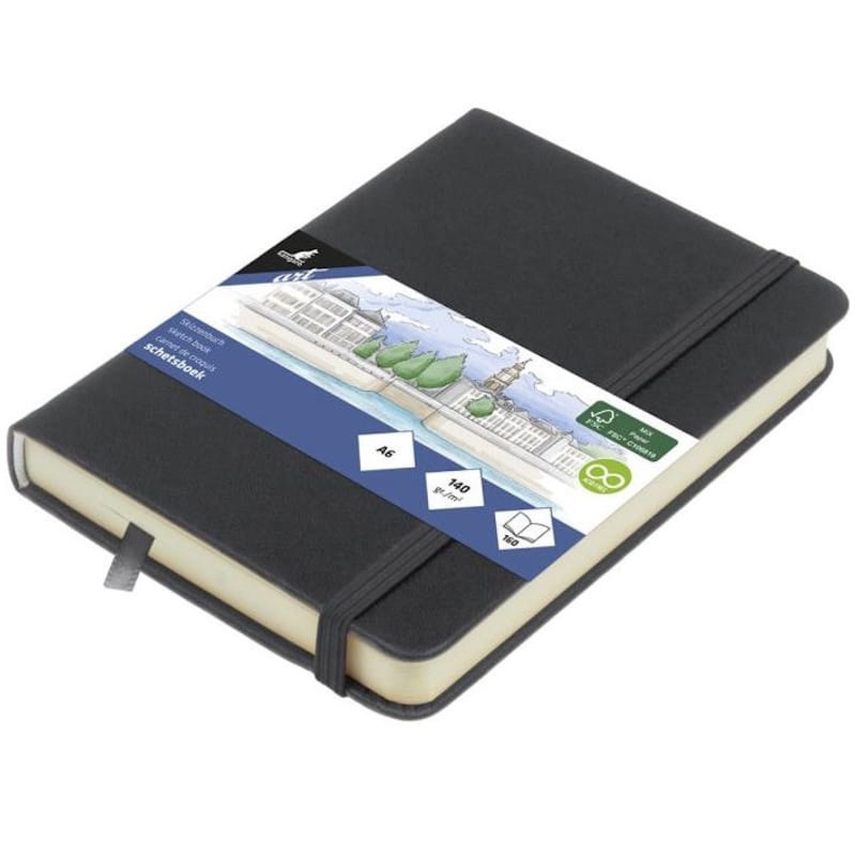 Εικόνα της Sketchbook Kangaro 140g/m2 A6 160φ. Cold Grey με λάστιχο K-861215